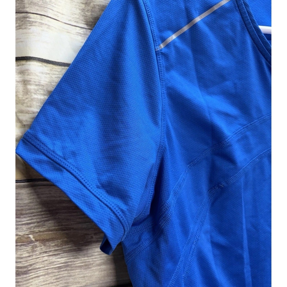 Brooks Women's XL Equilibrium Blue Zip V Neck Running Shirt Short Sleeve - Picture 10 of 10